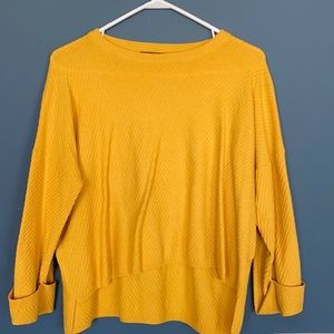 Yellow knit off shoulder v-neck sweater